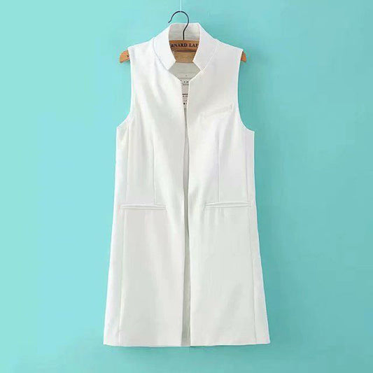 Women Vest Stand Collar Suit Cardigan Vest
