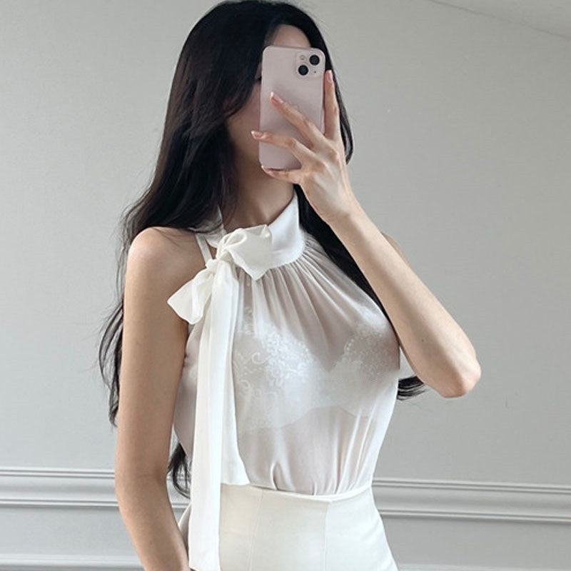Women Vest Suspenders Bow Bandage Sexy Vest